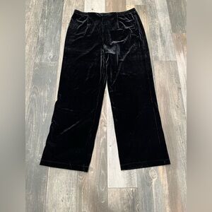 Chicos Travelers Black Velvet Wide Leg Pants Size 2 US 12/14R Large elastic